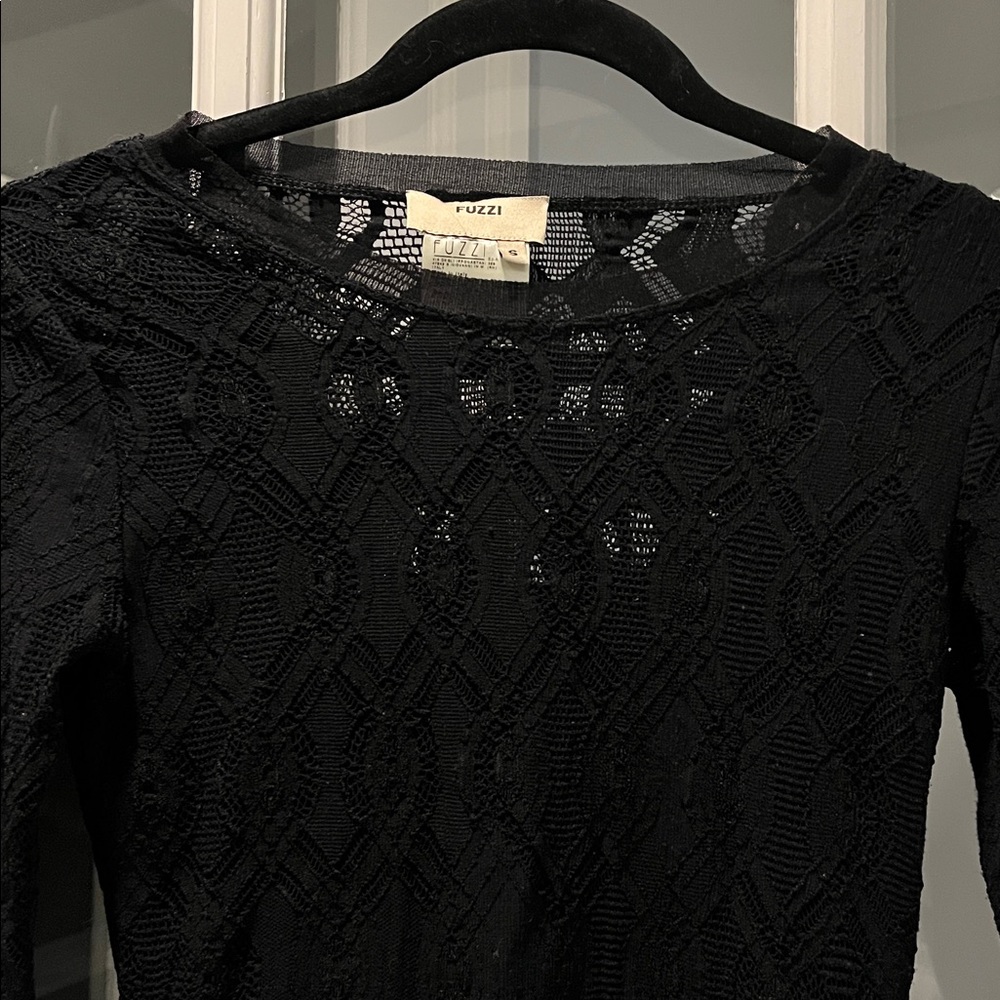 Fuzzi Italy Black Lace Midi Dress Size Small EUC - Picture 3 of 6